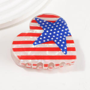 Großhandel Independence Day Flagge Haar Klaue Clip Pvc Kopf bedeckung für Kinder Frauen grenz überschreitende Acryl Haar klaue - Product Image 5