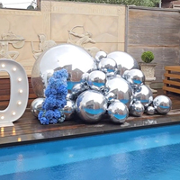 Boule disco gonflable double couche en pvc, ballon miroir brillant, grandes sphères miroir gonflables, boules gonflables miroir doré