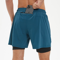 Shorts d'entraînement personnalisés pour hommes en nylon et élasthanne, taille mi-haute, 2-en-1, pour la course, anti-plis, compression, entraînements, OEM ODM