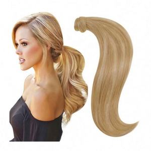 Extensions de cheveux humains brésiliens Remy vierges 100% naturels, qualité supérieure, queue de cheval, ondulations profondes naturelles, double trame, à enrouler - Product Image 1