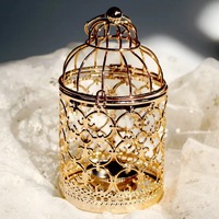 Lanterne à bougie suspendue en métal en forme de cage à oiseaux, style marocain vintage, porte-bougie creux pour le Ramadan, les mariages, la décoration de table à la maison, les fêtes