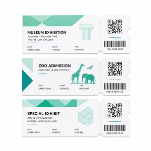 Boleto de Entrada Personalizado Preimpreso con Código de Barras Continuo y Fácil de Desprender <span class=keywords><strong>para</strong></span> Zoológicos, Museos y Parques de Atracciones - Product Image 4
