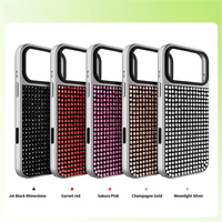 Coque de protection esthétique ornée de bijoux pour iPhone 15 Pro Max, cadre brillant électroplaqué, coque rigide en PC anti-chute, éclat effet diamant