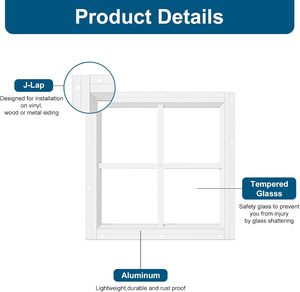 Fenêtres à transom modernes pour abri <span class=keywords><strong>de</strong></span> jardin, fenêtres fixes en verre trempé à montage encastré, petites fenêtres pour poulailler et maisonnette - Product Image 2