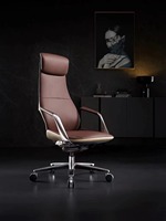 Fauteuil de Bureau Haut Dossier en Cuir Véritable avec Design de Luxe pour Mobilier Commercial
