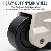 Roue pivotante de nivellement en nylon MC de 50 mm, roue à roulement dur, roue industrielle à plateau, hauteur réglable avec protections filetées