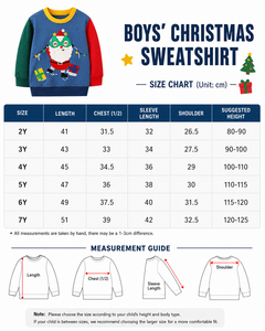 <span class=keywords><strong>Sweat</strong></span>-shirt de Noël 2026 pour garçons, pull colorblock avec applique Père Noël brodée, en coton, col rond, pour enfants, OEM - Product Image 6