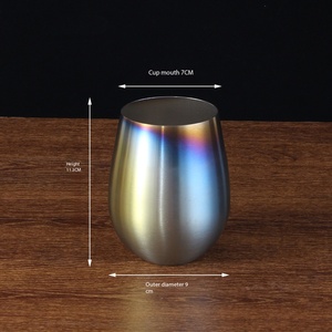 Gelas Anggur Bentuk Telur 17oz dari Baja Tahan Karat, Cangkir Kopi Dinding Tunggal, Mug Minum Logam yang Dapat Digunakan Kembali untuk Penggunaan di Bar, Pesta, Restoran - Product Image 3