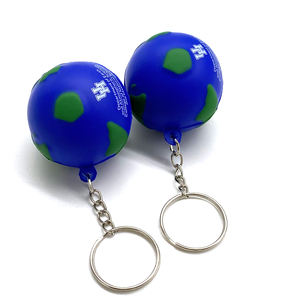 كرة ضغط ترويجية مخصصة على شكل الكرة الأرضية من البولي يوريثان مع سلسلة مفاتيح لتخفيف التوتر - Product Image 5