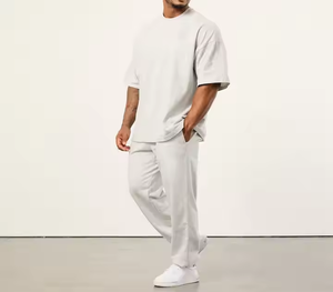 Camicie in bianco da <span class=keywords><strong>uomo</strong></span> di alta qualità in cotone oversize semplici t-shirt da palestra 220gsm da corsa sportive taglie forti da <span class=keywords><strong>uomo</strong></span> per il supporto personalizzato - Product Image 3