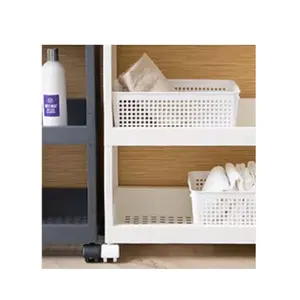 Rack de armazenamento de 3 tier 4, prateleira de plástico para banheiro, armário, cozinha, prateleira de armazenamento, conveniente e prático