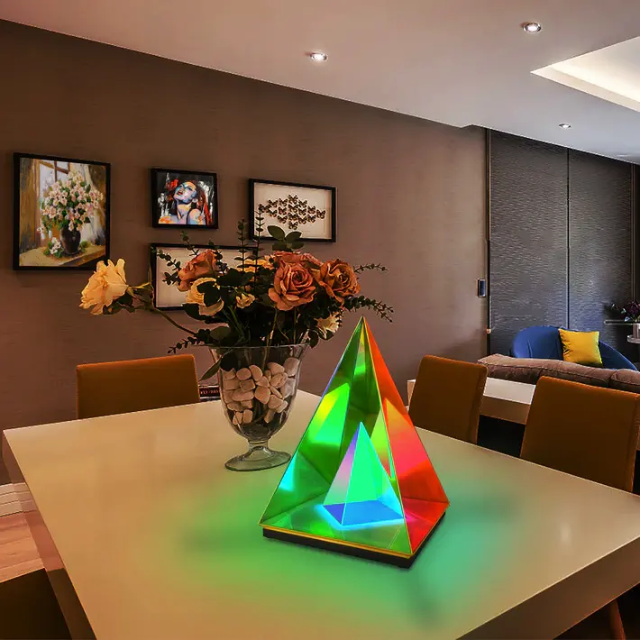 Dropshipping 홈 장식 RGB 판타지 무지개 피라미드 스마트 테이블 조명 아크릴 마법의 LED 테이블 램프