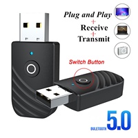 Adaptor Bluetooth 5.0 3 dalam 1, Dongle nirkabel USB untuk komputer mobil & Laptop DC