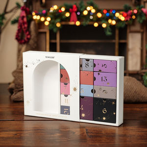 Boîte de calendrier de l'avent de luxe de 13 jours avec un design d'étoile dorée, boîte cadeau de calendrier vide personnalisée pour les fêtes - Product Image 1