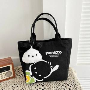 प्यारा कपास कैनवास हैंडबैग के लिए पत्र पैटर्न छोटे पोर्टेबल और फैशन रंग मुद्रण बॉक्स बैग के लिए - Product Image 4