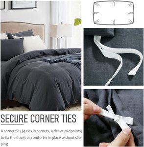 Vua kích thước 100% stonewashed pháp <span class=keywords><strong>Linen</strong></span> Duvet cover 1 Duvet cover & 2 vỏ gối lanh Comforter Cover <span class=keywords><strong>Set</strong></span> - Product Image 2