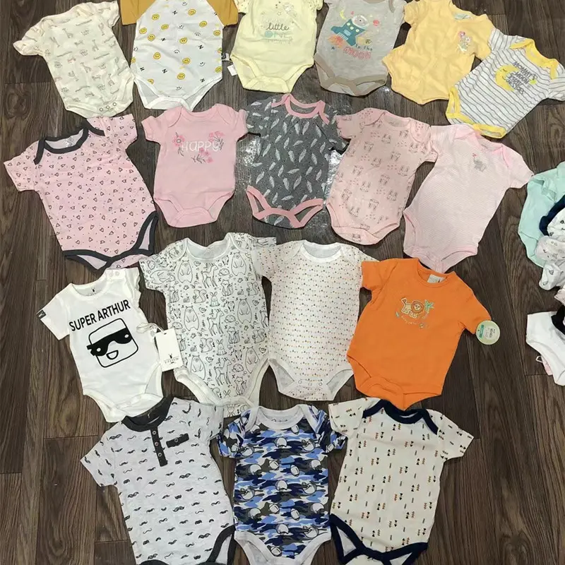 Macacão de bebê barato para bebês, roupa de verão, macacão de algodão curto unissex grande LX aleatório, preço baixo