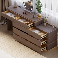 Coiffeuse de chambre moderne en bois massif écologique avec miroir LED éclairé, extensible, personnalisable et interrupteur tactile