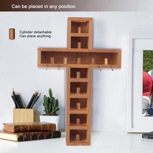 Wooden Baseball Ring Display Stand Cross Shape 6 Tier <b>Shelf</b> For Champion Rings Medals Coins <b>Desktop</b> Hobby Collection Rack - Product Image 4