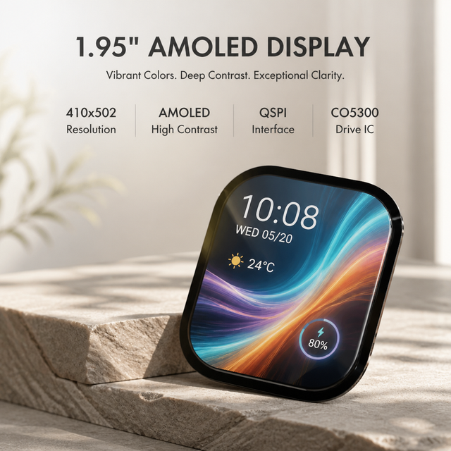 1.95 Inch Oled Display 410x502 Resolution QSPI Interface Lcd Screen 850 Nit sunlight Readable High Contrast AMOLED Lcd Module