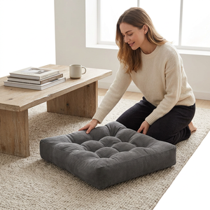 Cojín de Asiento Acolchado Cuadrado, Gris, Poliéster y Algodón, Almohadilla para Silla con Alivio de Presión - Product Image 1