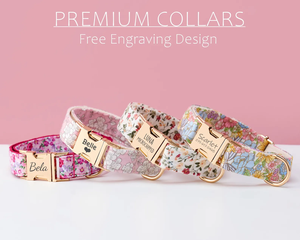 Collar Floral para Perro con Lazo y Correa, Placa de Identificación Grabada Personalizada, Hebilla Metálica, Collar Ajustable para Perro, Múltiples Colores, Regalo para Mascotas - Product Image 2