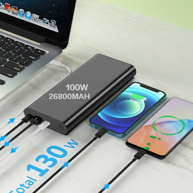 New 3.0 Portable Power Banks for Laptop 100W 65W Usb C Pd Fast Charging 26800Mah 20000 Mah 30000 Mah Powerbank Laptop Power Bank