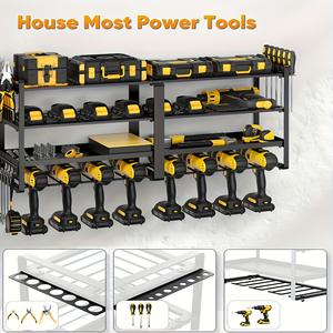 重型四层通用无绳电动工具架壁挂式车库电钻收纳组织器简易储物架 - Product Image 3
