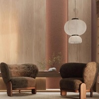 Chaise simple rembourrée en tissu de bois brun massif Fauteuil individuel au design moderne pour la maison, le bureau, le salon, la chambre à coucher et l'hôtel