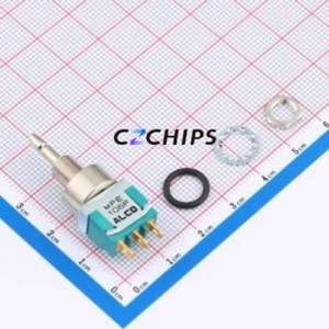 MPE106F Push Button Switch Switch Single Pole Double Throw Round Plunger Through Hole 6A - Product Image 1