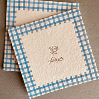 Cartes de visite et étiquettes d'invitation personnalisées avec logo de marque, design recto-verso, impression sur papier texturé coton 400g, gaufrage en creux, « Merci »