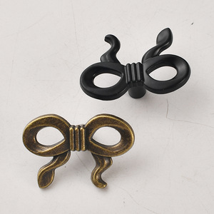Bowknot Single Hole Handle <b>Black</b> Bronze Metal Cabinet Door Drawer <b>Knob</b> French Style Durable Novelty Shape - Product Image 2