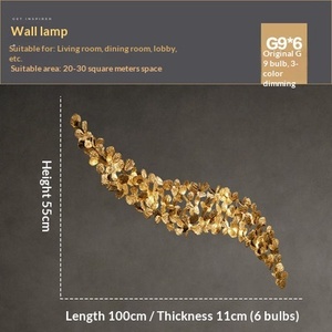 Gold All-copper Postmodern Maple <b>Leaf</b> Villa Living Room Background Wall <b>Light</b> for Luxury Hotel and Duplex Building - Product Image 2
