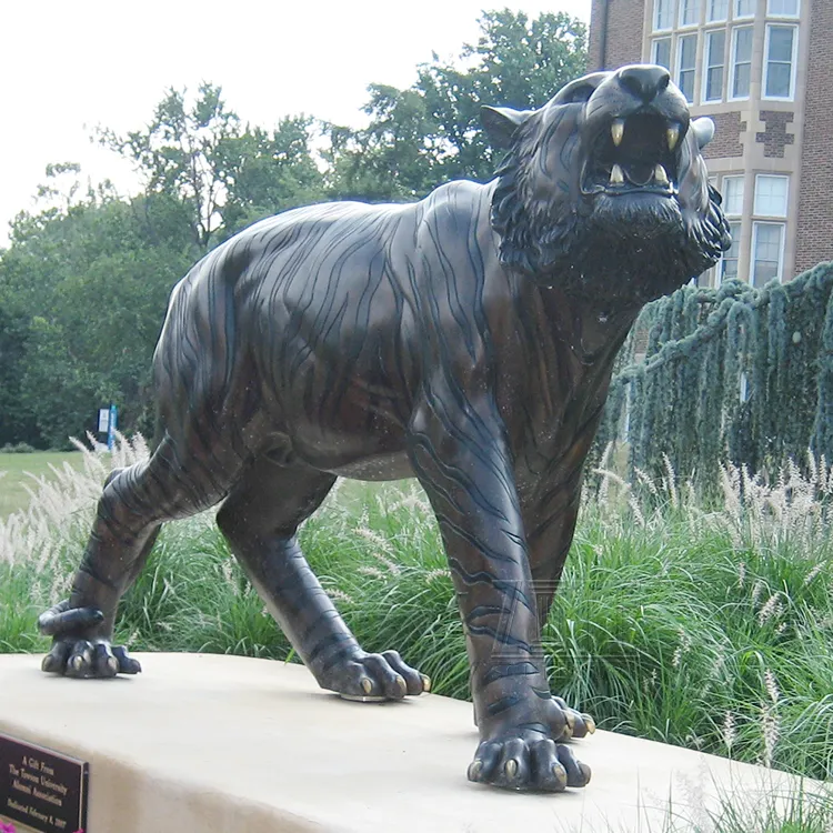 Statue de tigre debout en laiton pour décoration de jardin Menthod