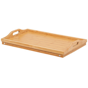 Foldable Bamboo Tray With Legs 50x30x6cm For Hotel Coffee <b>Tea</b> Serving Storage Holder <b>Standing</b> Type Solid Color - Product Image 3
