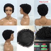Perruques courtes de style pixie fabriquées à la machine Letsfly, promotion à 6,4 $ et 9 $, vente en gros, prix d'usine pas cher, 100 % cheveux humains, sans dentelle