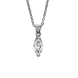 Collier pendentif en argent sterling S925 plaqué platine avec moissanite taille marquise sertie griffe, vente en gros d'usine, pour mariage féminin - Product Image 1