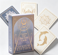 Boîte de rangement personnalisée pour cartes de tarot en papier, estampage à chaud doré, bord doré, logo personnalisé, guide portable familial pour jeux de société