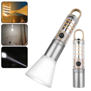 Lampe de camping 2024 avec abat-jour, torche rechargeable interne 18650, 5 modes, LED 30W, zoom, crochet de suspension et fil de tungstène latéral - Product Image 1