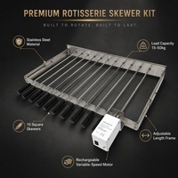 Ensemble de brochettes Souvla Shish Kabob électriques à vitesse réglable et extensibles, en acier inoxydable, avec retourneur de brochettes automatique et grille de cuisson