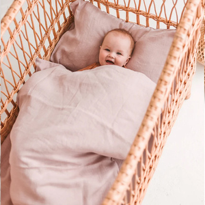 Bộ 3 Bộ Ga Giường Vải Lanh 100% Kiểu Pháp Cho Bé Tập Đi Bộ Ga Giường Cũi Màu Be - Product Image 6