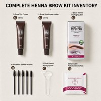 Набор для окрашивания бровей Salon Brown Henna, 15 мл, крем-краска с активатором для четкого и объемного цвета бровей, эффект красоты, OEM