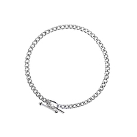 VAF COOL! Collier chaîne cubaine personnalisé de 45 cm/50 cm avec fermoir à chaîne large et zircon diamanté, boucle OT en acier inoxydable pour homme