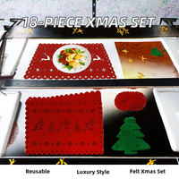 Lot de 18 sets de table et sous-verres en feutre de Noël, motifs Élan et Flocon de neige, pour décoration de fête (anniversaire, mariage, Thanksgiving), Vente en gros