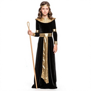 Vestido de Princesa Egipcia de Terciopelo para Niñas, Disfraz de Cosplay de Manga Larga, Traje Retro Histórico para Fiesta de Halloween - Product Image 4