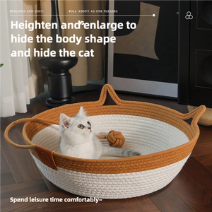 Heißer Großhandel: Katzenbett für den Winter – Rechteckiges Nest mit Baumwollseil, geflochten, faltbar, rundes Hängematten-Korb-Bett - Product Image 6
