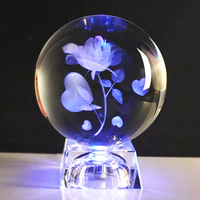 Cadeaux de Promotion Cristal 3D Gravé Au Laser Perdre Fleur Cristal Boule