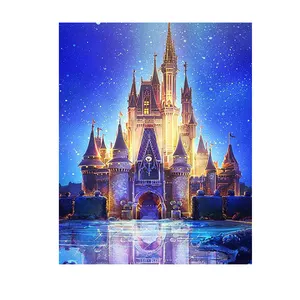 Factory Wholesale 5d Diamond Painting The Cartoon Castle In The Night Diy Diamond Embroidery Home Interior Wall Art Decoration