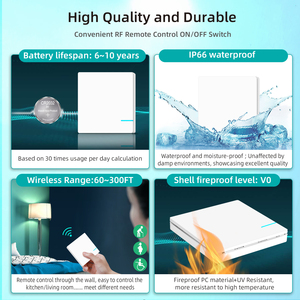 Tuya-Compatible <strong>WiFi</strong> Wireless Light Switch Waterproof 10A Smart <strong>Control</strong> 1-Gang Wall Mount 10A Relay RF433 Switch Kit - Product Image 6