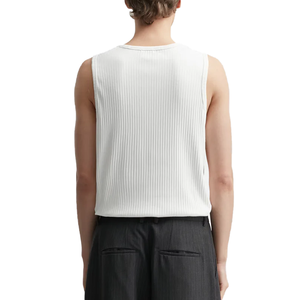 เสื้อกล้ามชายแบบร่อง คอวี ยืดได้ สีขาว พิมพ์โลโก้ตามสั่ง ขายส่ง - Product Image 2